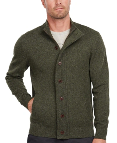 Shop Barbour Men's Tisbury Regular-fit Flecked Full-zip Sweater In Dark Green