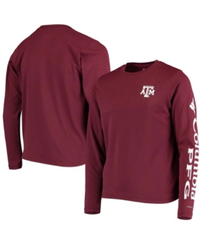 Columbia Youth Big Boys Maroon Texas A M Aggies Pfg Terminal Tackle Long Sleeve Omni-shade T-shirt In Maroon