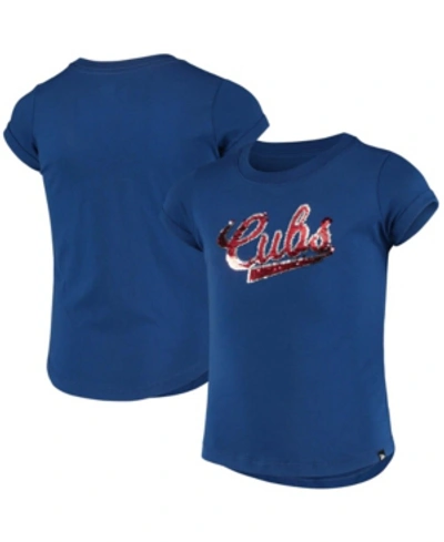 Shop New Era Youth Big Girls Royal Chicago Cubs Flip Sequin T-shirt