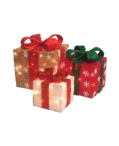 Shop Northlight Lighted Gi Boxes Christmas Outdoor Decorations In Red