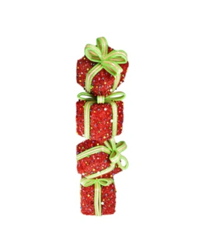 Shop Northlight Lighted Candy Stacked Gift Boxes Tower Outdoor Christmas Decoration In Red