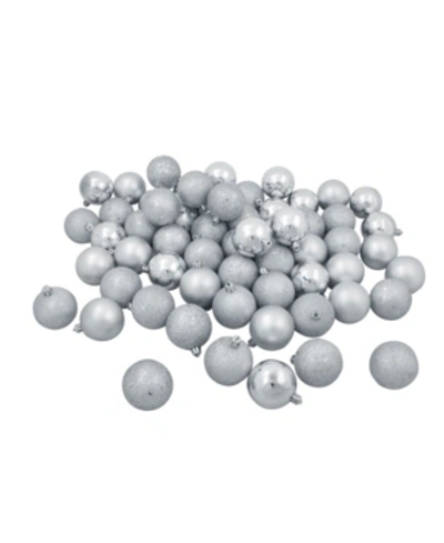Northlight 60 Count Shatterproof 4-finish Christmas Ball Ornaments In Silver