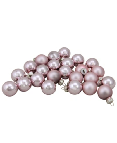 Northlight 24 Count 2-finish Glass Christmas Ball Ornaments In Pink