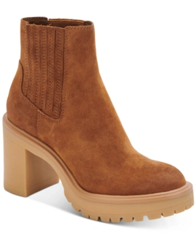 Shop Dolce Vita Caster H2o Cheslea Booties Women's Shoes In Camel Suede