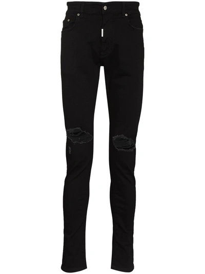 Shop Represent Destroyer Distressed-effect Slim Jeans In Black