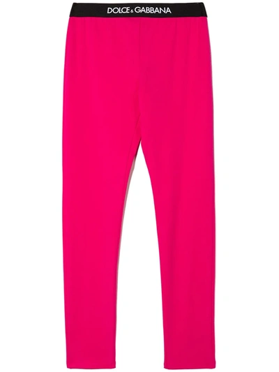 Shop Dolce & Gabbana Logo Waistband Leggings In Pink