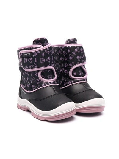 Geox Flanfil Printed Snow Boots In Black