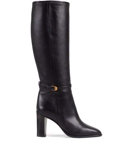 Shop Gucci Print Knee-length Boots In Black