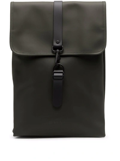 Shop Rains Logo-embossed Foldover Backpack In Green