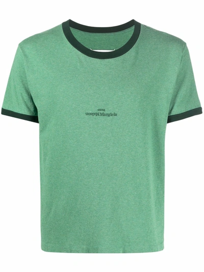 Shop Maison Margiela Embroidered-logo T-shirt In Green