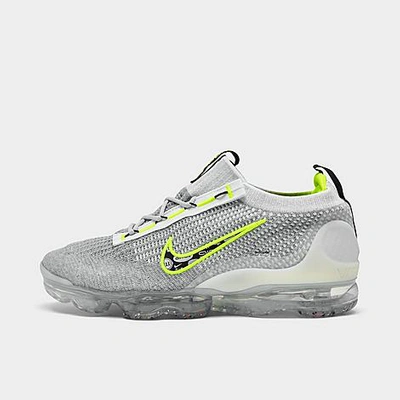 Shop Nike Men's Air Vapormax 2021 Flyknit Running Shoes In Wolf Grey/black/white/volt