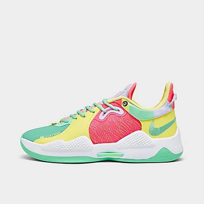 Shop Nike Pg 5 Basketball Shoes Size 13.0 In Green Glow/white/sunset Pulse/black