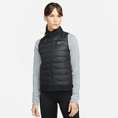 Shop Nike Women's Therma-fit Synthetic Fill Full-zip Vest In Black/reflective Silver