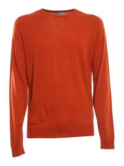 Shop John Smedley Lundy Pullover Ls In Orange Ember