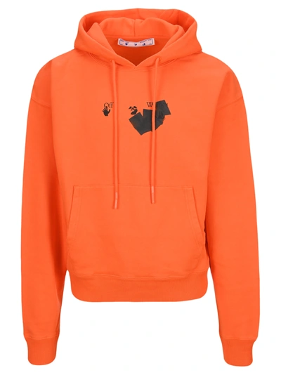 Shop Off-white Off White Logo-print Drawstring Hoodie In Orange