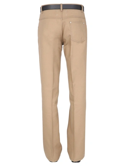 Shop Maison Margiela Wide Leg Jeans In Beige