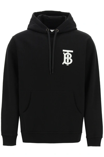 Shop Burberry Hoodie With Tb Monogram In Black