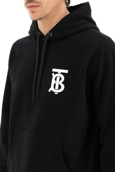 Shop Burberry Hoodie With Tb Monogram In Black