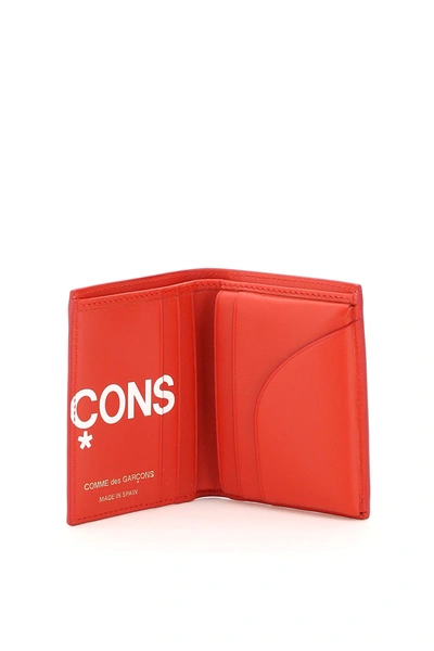 Shop Comme Des Garçons Small Bifold Wallet With Huge Logo In Red