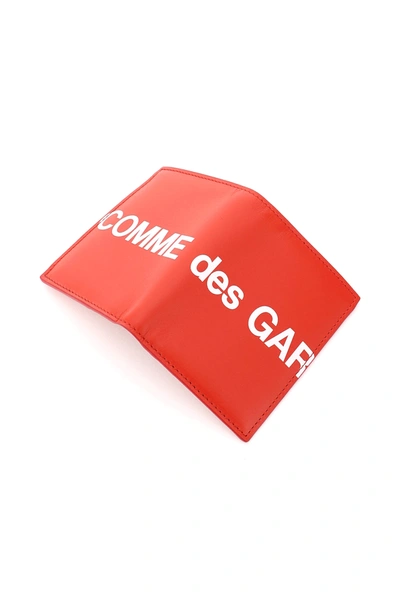 Shop Comme Des Garçons Small Bifold Wallet With Huge Logo In Red