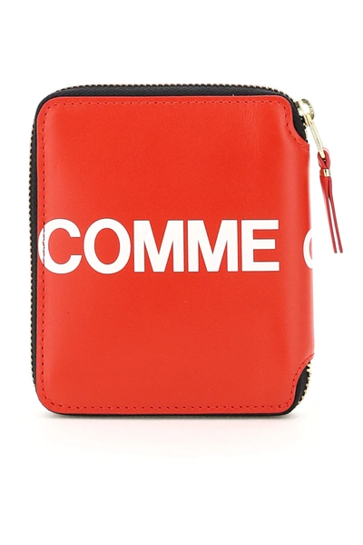 Shop Comme Des Garçons Zip-around Huge Logo Wallet In Red