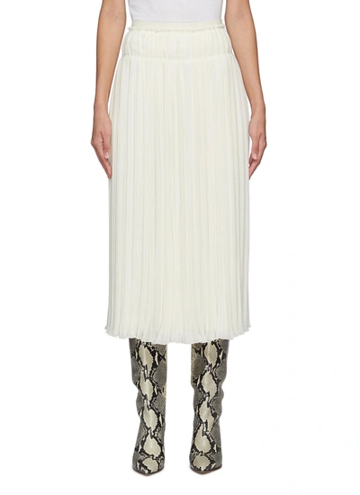 Shop Chloé Pleated Wool Midi Skirt In White