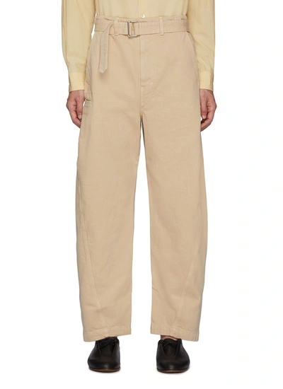 Shop Lemaire Belted Twisted Cotton Balloon Pants In Neutral