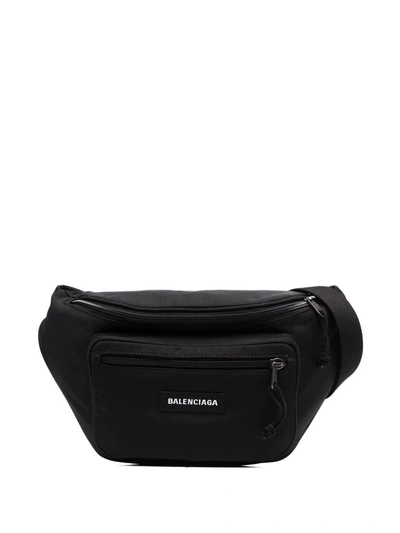 Shop Balenciaga Explorer Logo-appliqué Belt Bag In Black