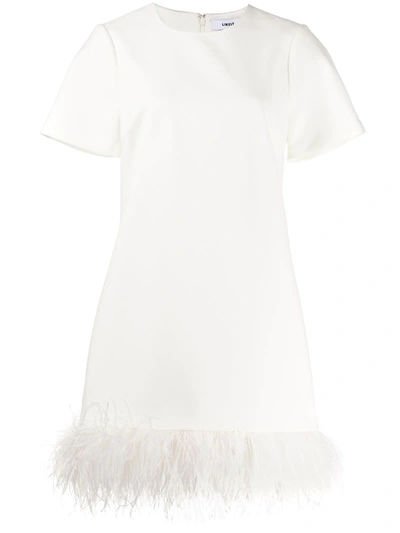 Shop Likely Feather-trim Mini Dress In White