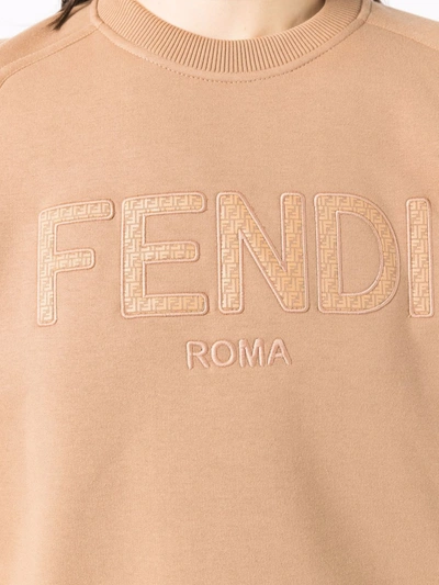 Fendi Logo-embroidered Sweatshirt In Beige
