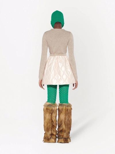 Shop Miu Miu Contrast-panel Mohair Dress In Mais