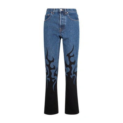 Shop Vetements Flame-print Straight-leg Jeans In Blue