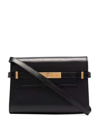 Shop Saint Laurent Small Manhattan Shoulder Bag In Schwarz