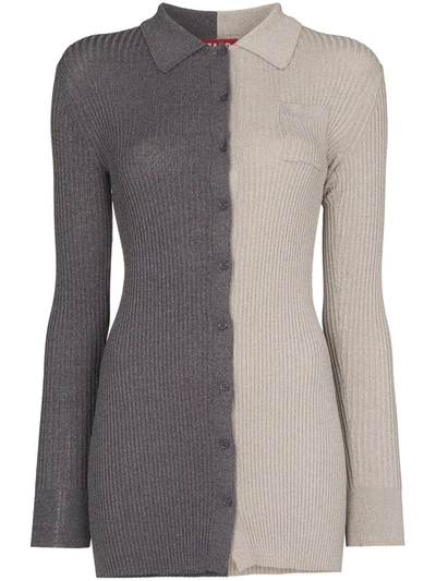 Shop Staud Milton Two-tone Cardigan In Grau