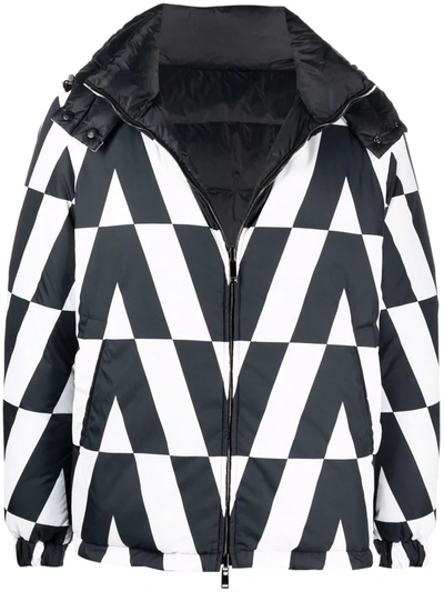 Shop Valentino Monogram-print Padded Jacket In Schwarz