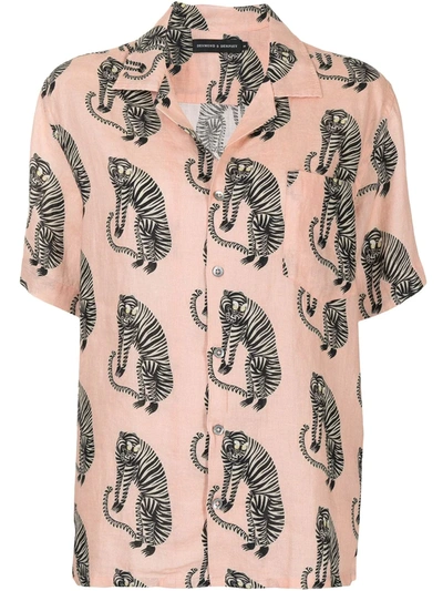 Shop Desmond & Dempsey Tiger-print Two-piece Pajama Set In Pink