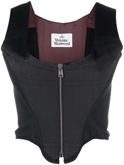 Shop Vivienne Westwood Bustier-neckline Zip-up Corset In Schwarz