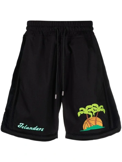 Just Don Island Print Shorts In Schwarz