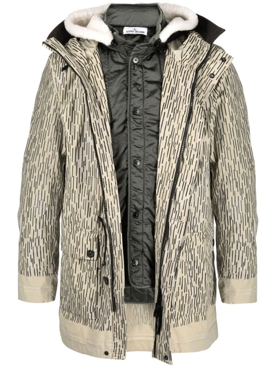 Stone Island Naslan Light Watro Rain Camo Reflective Parka Jacket In Neutrals ,black