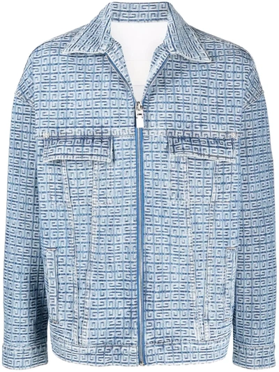 Shop Givenchy 4g Monogram Denim Jacket In Blau