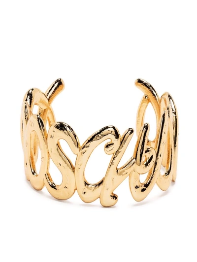 Shop Moschino Logo Letters Cuff In Gold