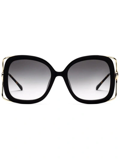 Shop Gucci Horsebit Square-frame Sunglasses In Schwarz