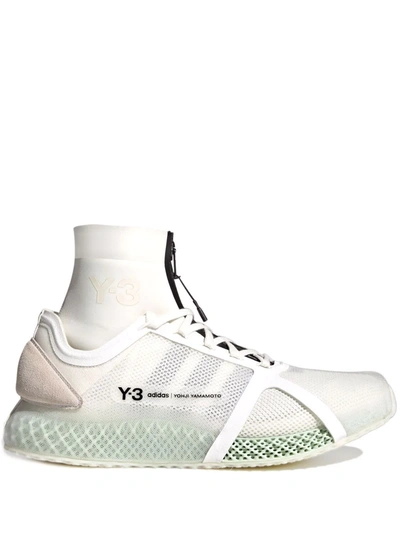 Y-3 Runner 4d Convertible Suede-trimmed Scuba And Mesh Sneakers In Weiss