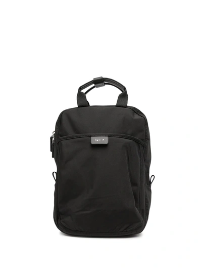 Shop Agnès B. Logo Patch Backpack In Black