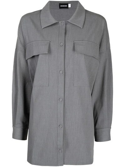 Shop Goodious Garbardine Long Sleeved Overshirt In Grey