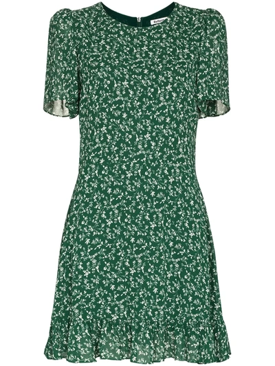 Shop Reformation Beesley Floral-print Minidress In Green