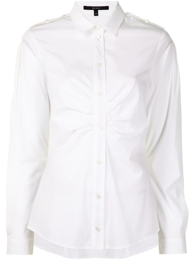 Shop Gucci Ruched Cotton Shirt In White