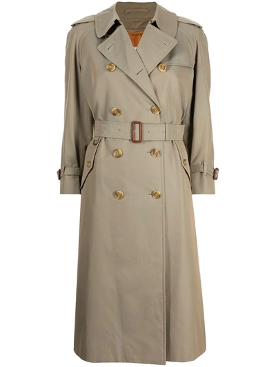 Pre-owned Burberry 1990s Double-breasted Trench Coat In Neutrals