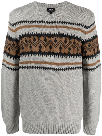 A.p.c. Franz Intarsia-knit Alpaca-blend Sweater In Grey | ModeSens
