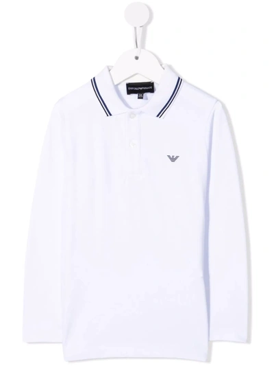 Shop Emporio Armani Chest Logo-print Polo Shirt In White